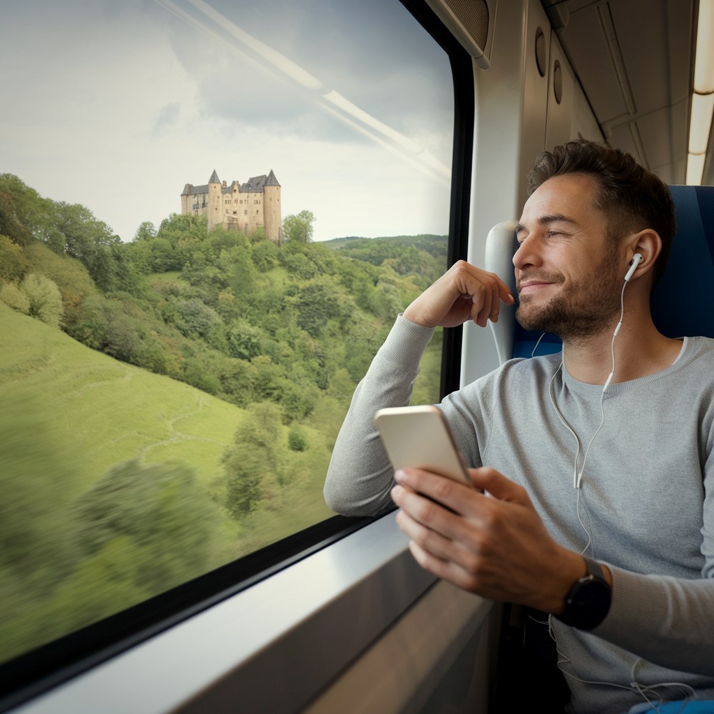 Voyageur écoutant MobiSee